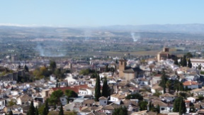 Controlled fires in la vega de Granada in autumn..